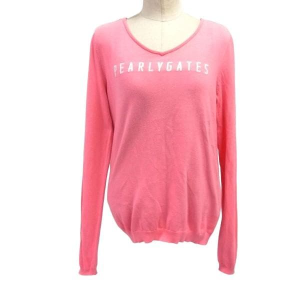 パーリーゲイツ　 ロゴ　Vネック　ニット セーター　ストロベリーピンク　L　2