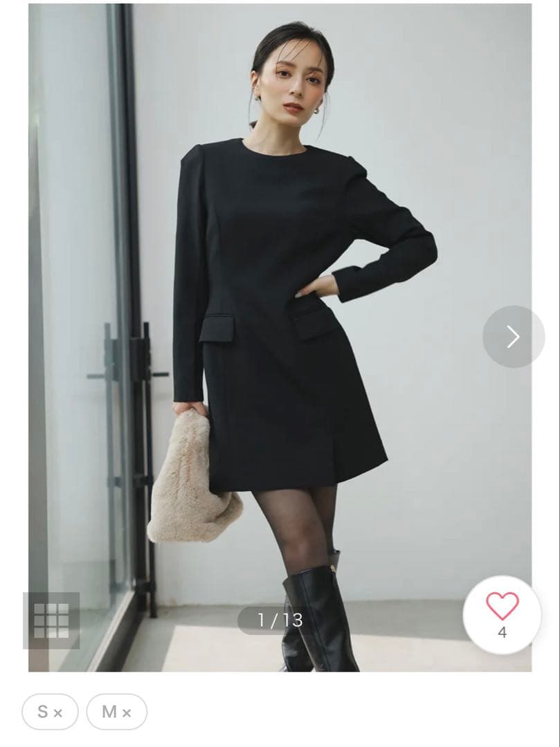 【J断捨離中】アニュアンス　パネルラインミニワンピース （BLACK）　M