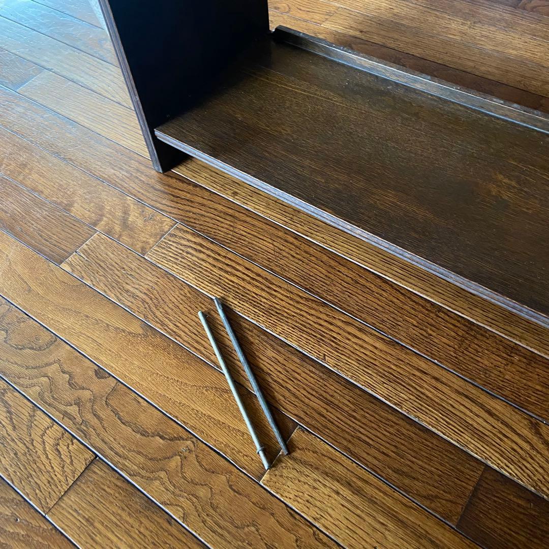 アンティーク　古い本棚　レトロ　楔棚　オープンラック　くさび棚　本止め棒付き