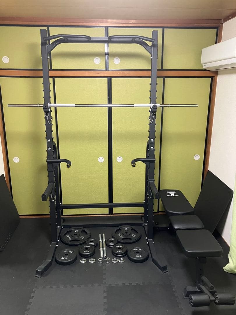 筋トレセット ハーフラック・バーベル・ダンベル・トレーニングベンチ