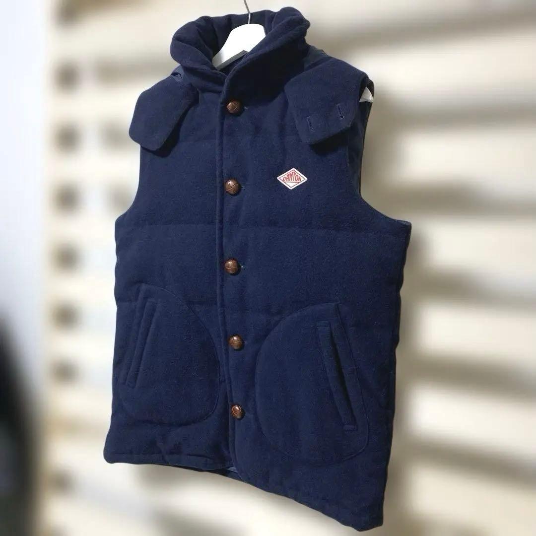 美品！DANTON×BEAMS ウールモッサ ダウンフード付きベスト 42 別注