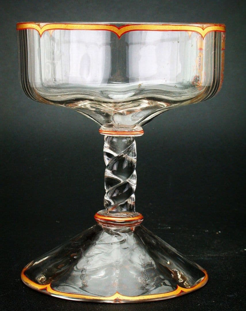 【期間限定値下】エミール・ガレ★エナメル彩★花装飾文★キャビネットグラス