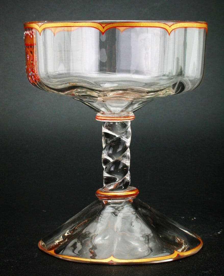 【期間限定値下】エミール・ガレ★エナメル彩★花装飾文★キャビネットグラス