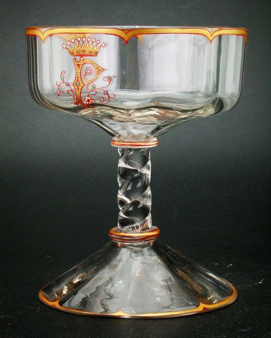 【期間限定値下】エミール・ガレ★エナメル彩★花装飾文★キャビネットグラス