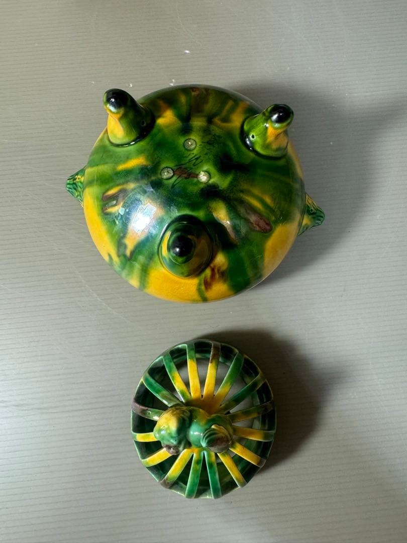 2346 平戸焼　横石嘉助　三彩　獅子　香炉