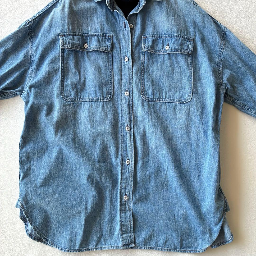 ヘルシーデニム ゆったり可愛い ALMOND デニムオーバーサイズシャツ