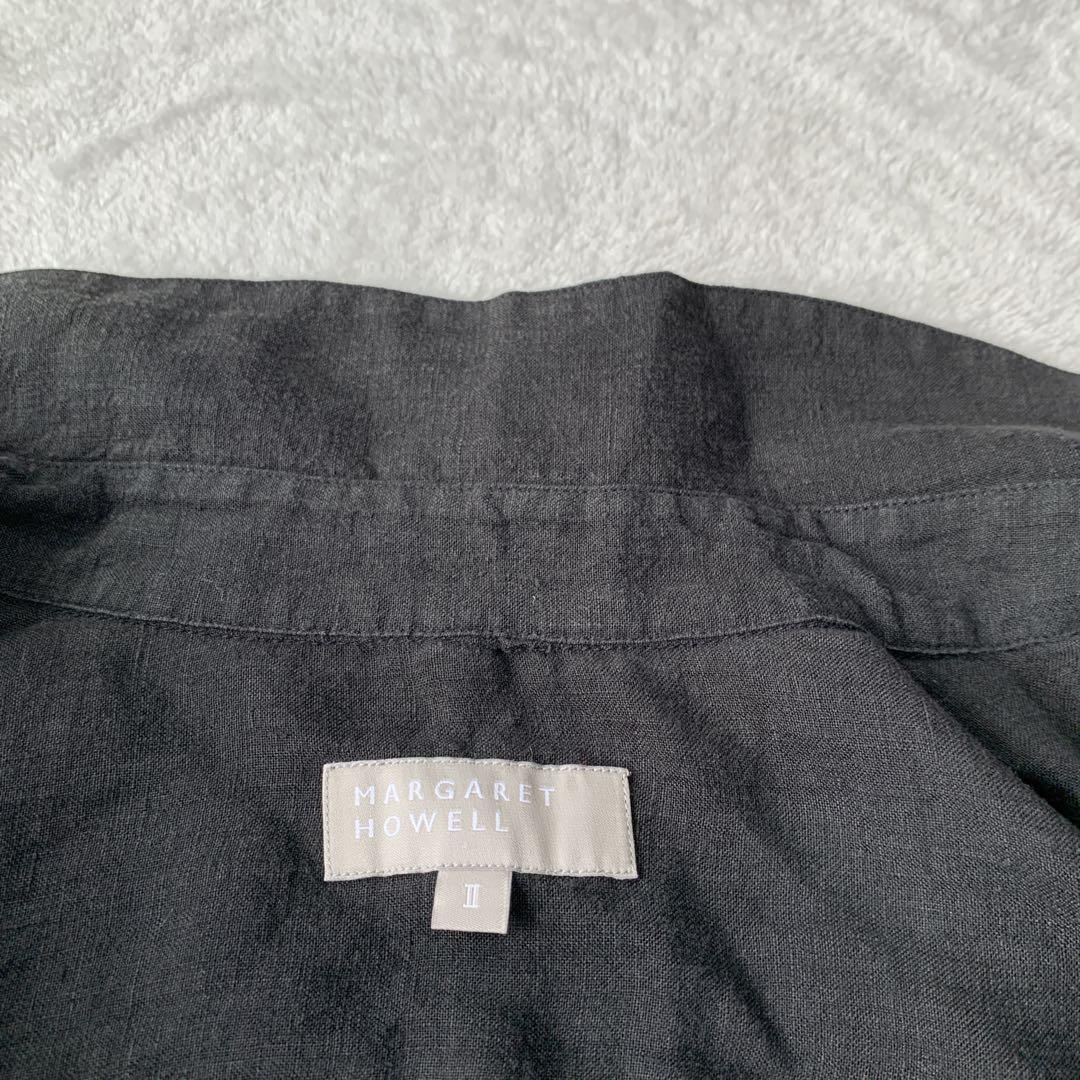 人気 マーガレット ハウエル 麻 リネン 長袖 タック プルオーバー ワンピース