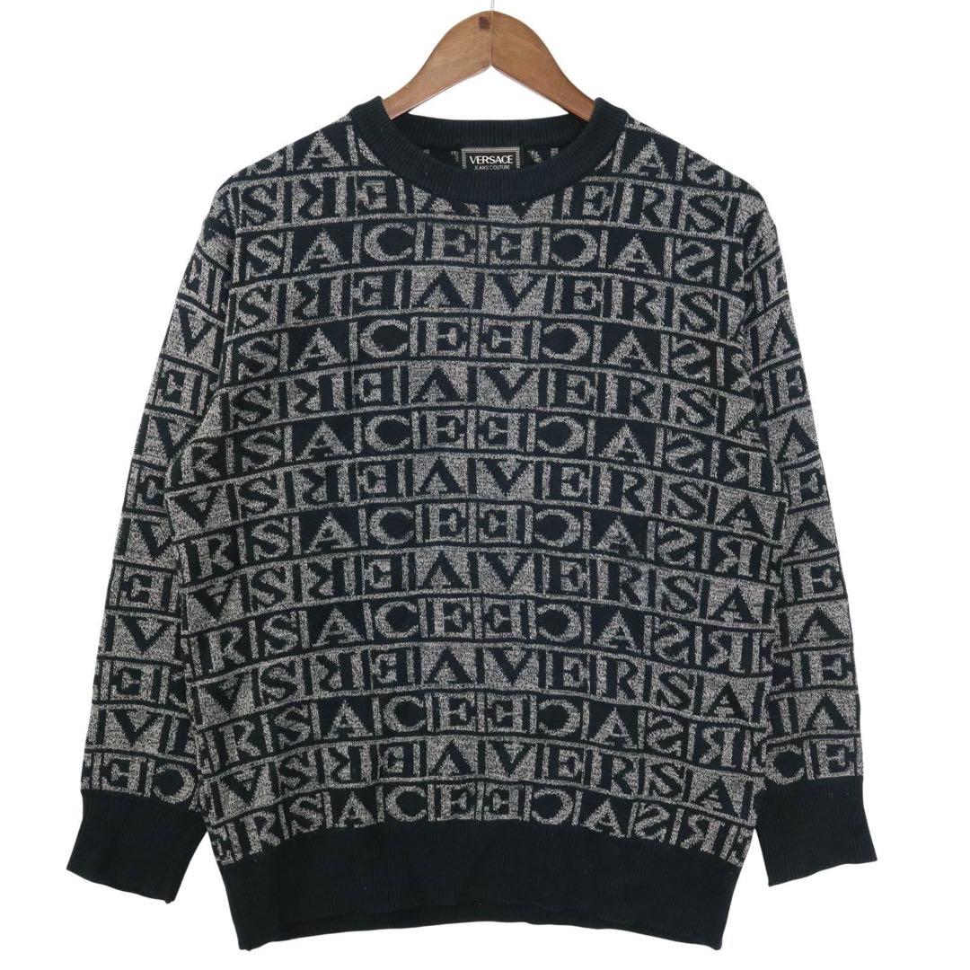 VERSACE (ヴェルサーチ) ブランドロゴ クルーネックニット セーター