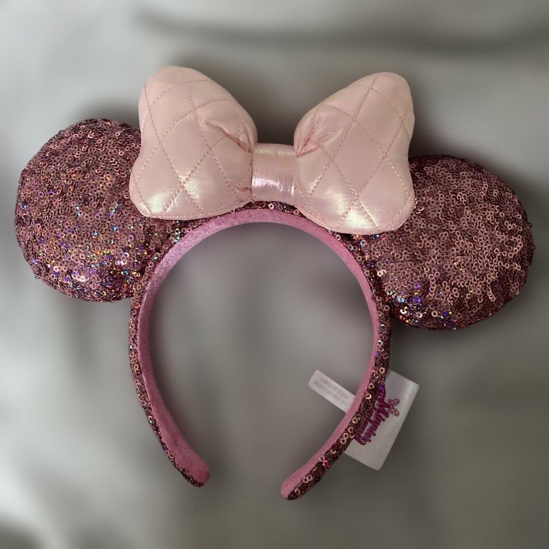 ミニー耳カチューシャ ピンク スパンコール