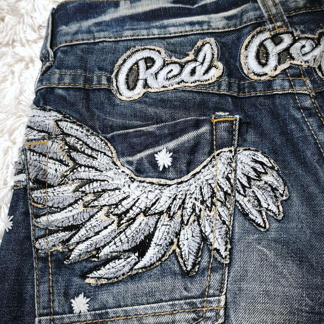 RED PEPPER レッドペッパー 刺繍デニム ブーツカット フレア 羽 翼
