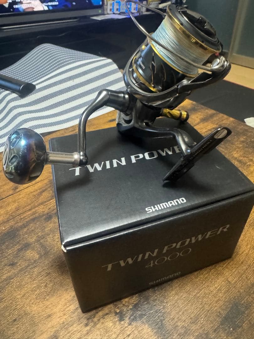 SHIMANO 20ツインパワー4000 リブレEP37ノブ、リールスタンド付