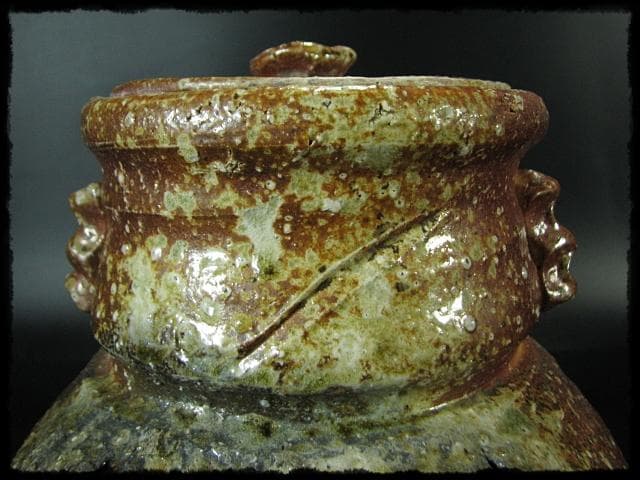 高橋 楽斎 破れ袋 信楽 水指 替塗蓋 茶道具 盛蓋 四方桟 共箱 上位品 g2