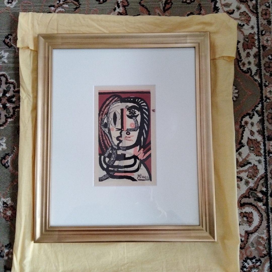 二十世紀偉大な画家パブロ・ルイス・ピカソ代表作品《顔》版画名作高級額装貴重希少