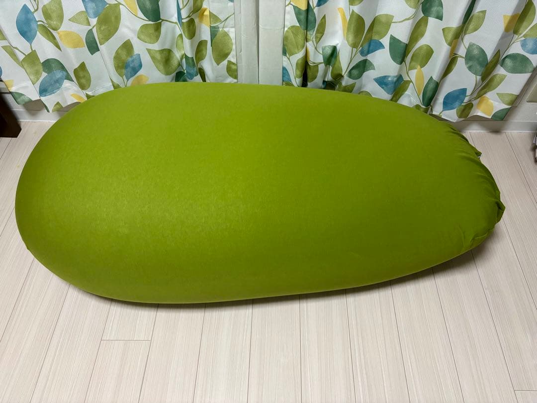 【美品】アイリスオーヤマ　フォレストグリーン　ビーズクッション　オーバル型