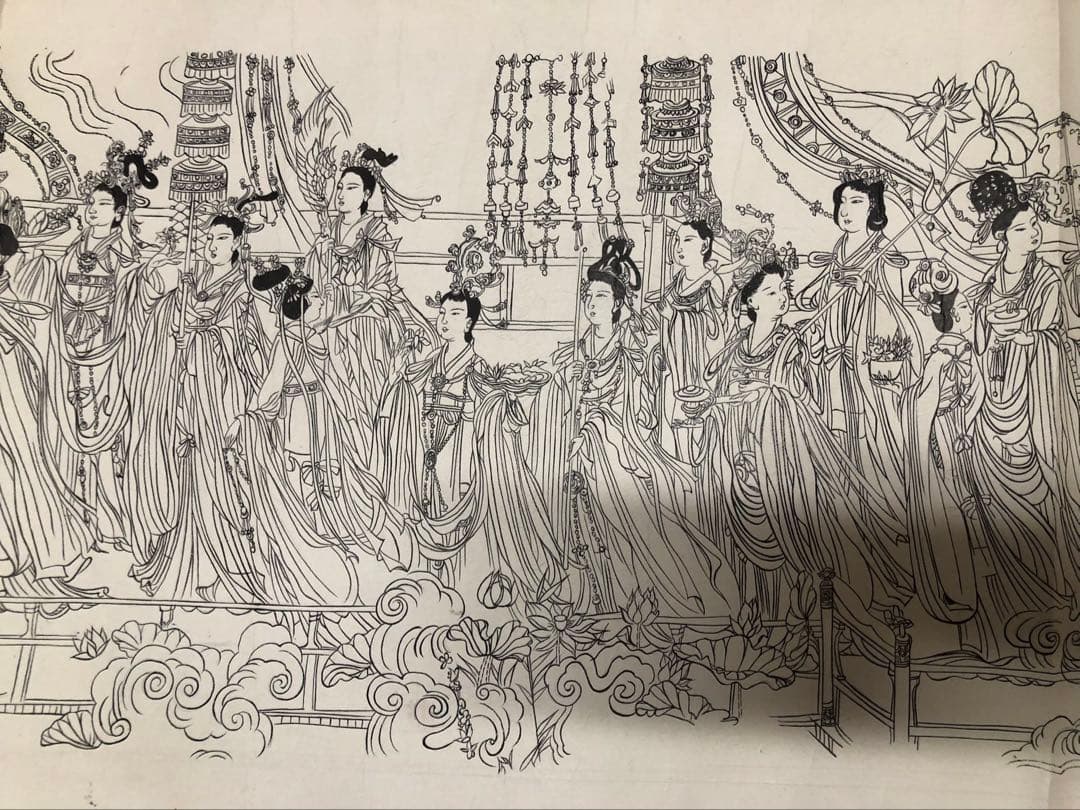 中国美術 佛画 巻物 傅香 絵［八十七仙人図］紙本　肉筆　32！