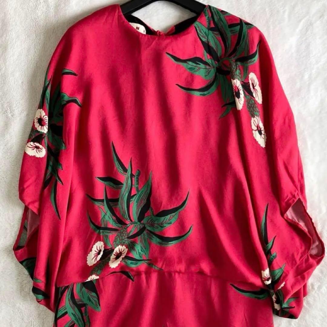 マルニ レーヨン シルク ドルマンスリーブワンピース 40 ピンク