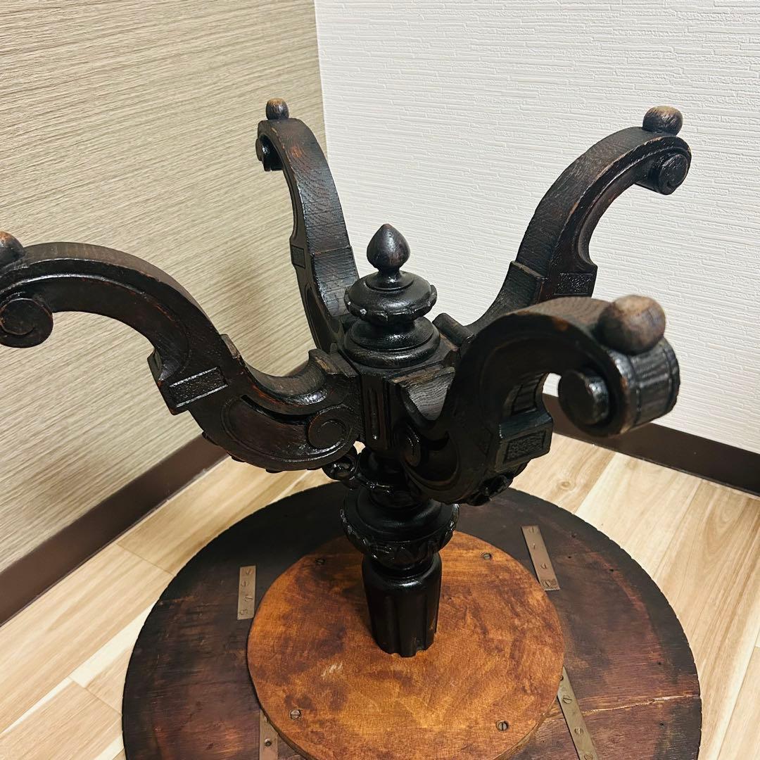 ヴィンテージ アンティーク 手彫り テーブル 猫足テーブル 高級 家具 葉脈