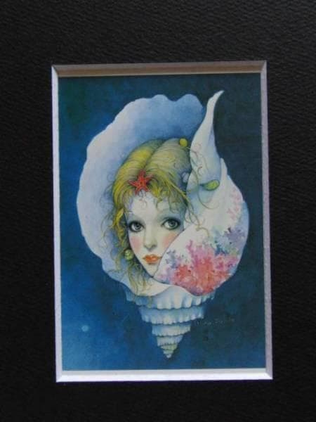 藤田ミラノ、四季の少女シリーズ・夏、希少画集画、新品高級額、額装付