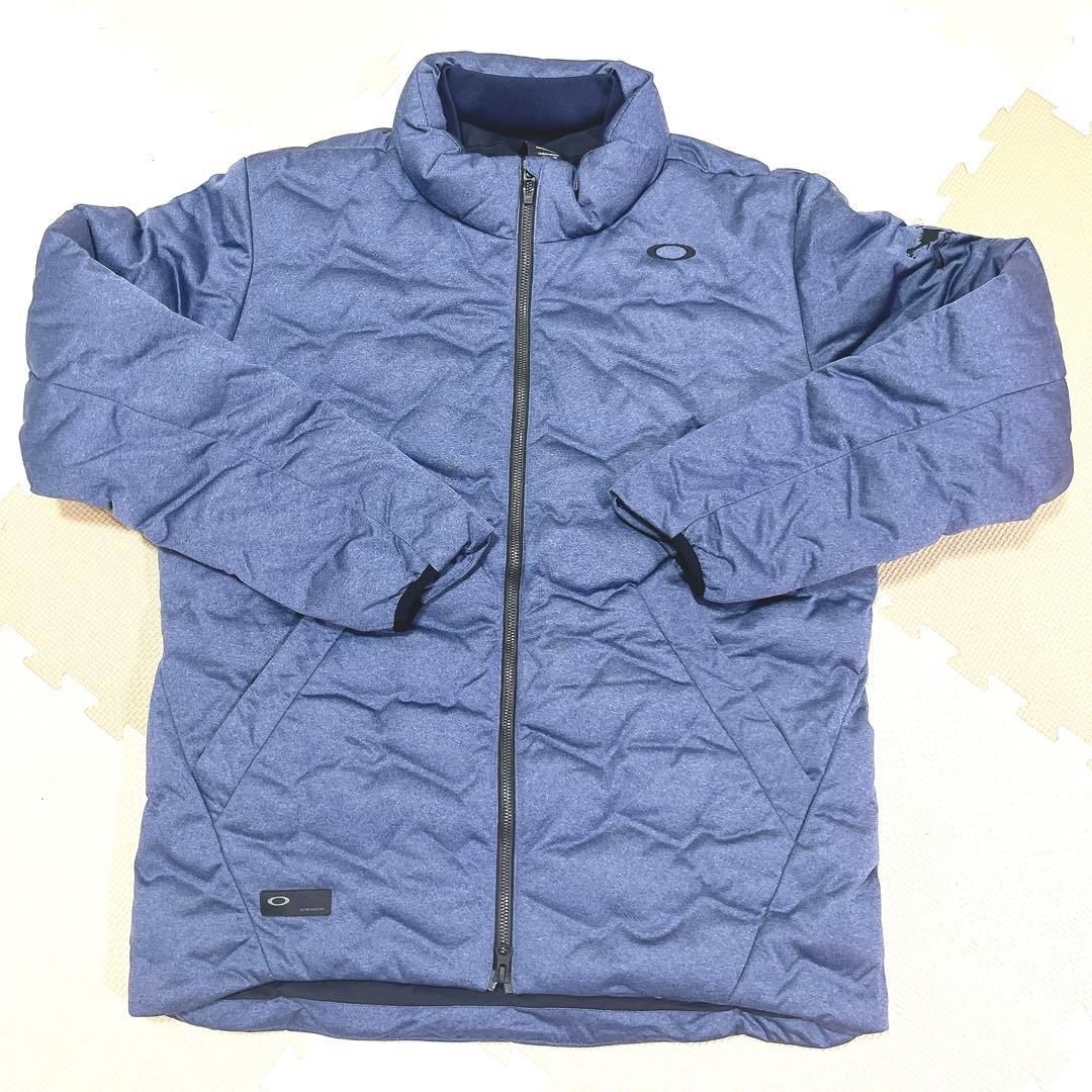 【極美品】OAKLEY　ダウンジャケット　ゴルフ　高機能　ロゴ刺繍　XL相当　紺