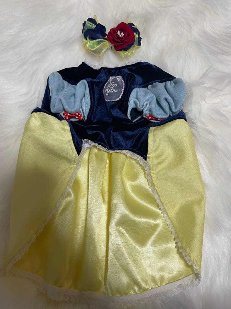 犬用 白雪姫風ドレス 花飾り付き