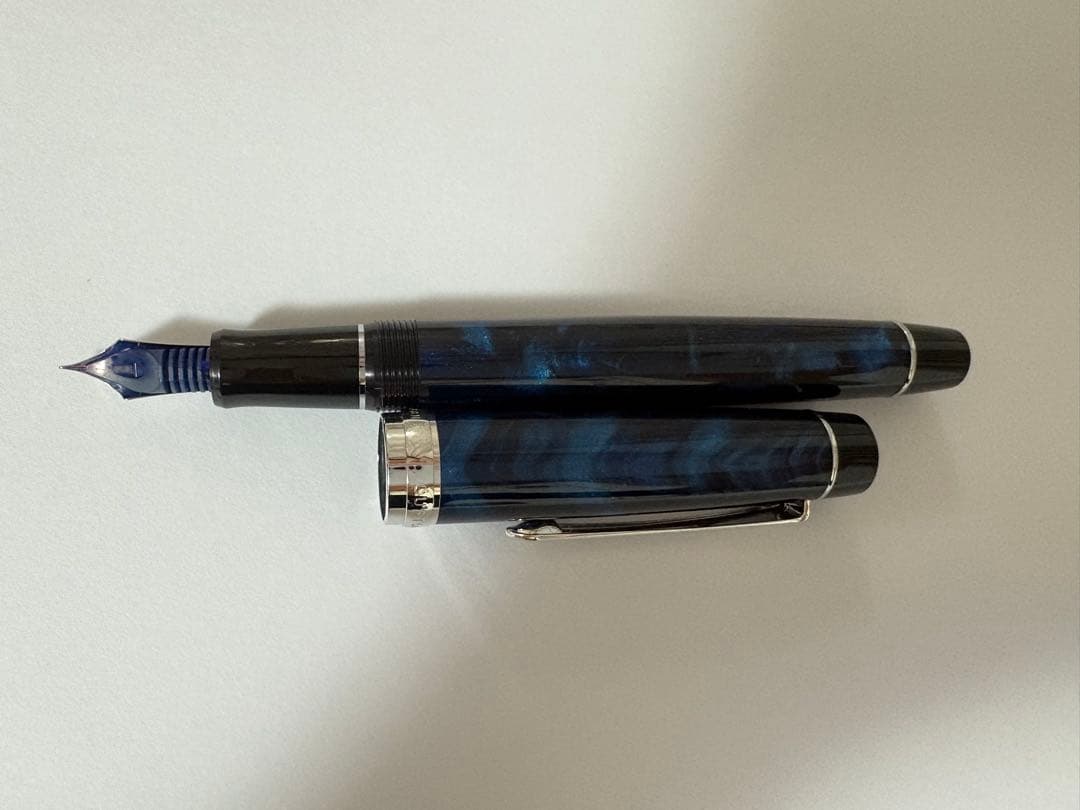 パイロット カスタムヘリテイジSE 万年筆 マーブルブルー F(細字) インク付