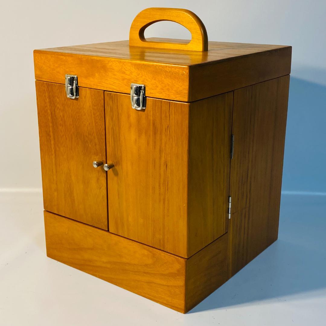 化粧箱 木目 三面鏡 木製 レトロ メイクボックス ドレッサー ② 送料込み