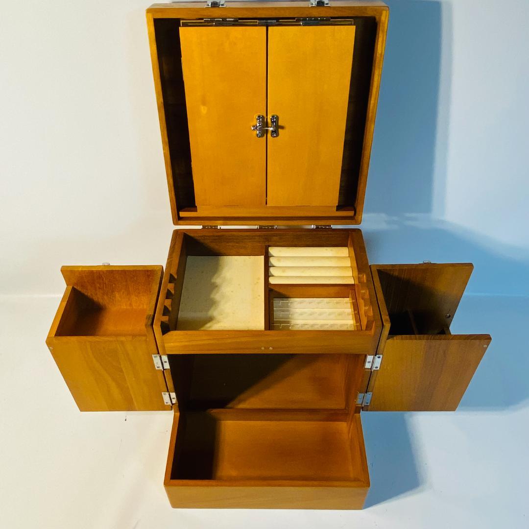 化粧箱 木目 三面鏡 木製 レトロ メイクボックス ドレッサー ② 送料込み