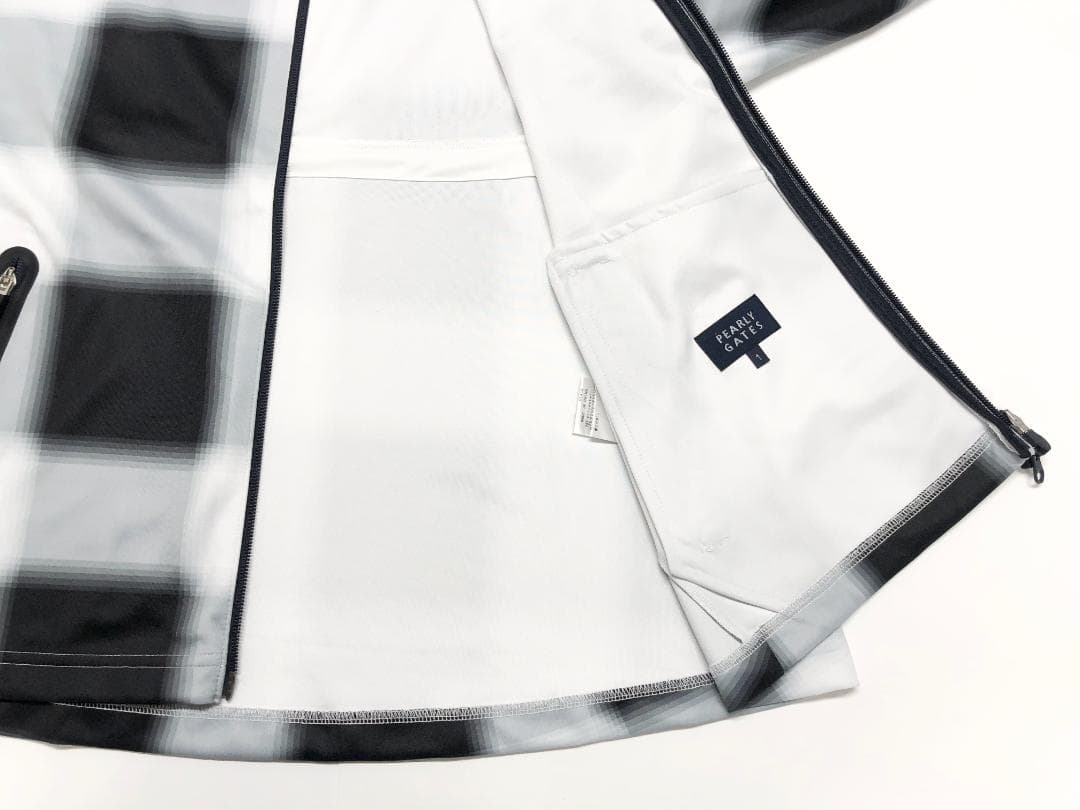 ○★新品未使用　パーリーゲイツ　チェック柄　ジップアップパーカー　1　ネイビー系