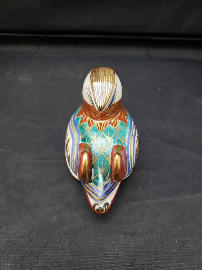 仁清　鴛鴦　香合　御室窯　茶道具　色絵金彩　オシドリ