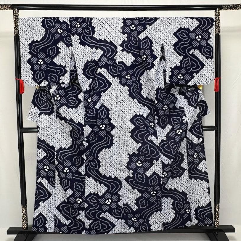 ゆりのはな　絞り浴衣　有松鳴海絞り　手蜘蛛絞り　総絞り　綿　トール　G702