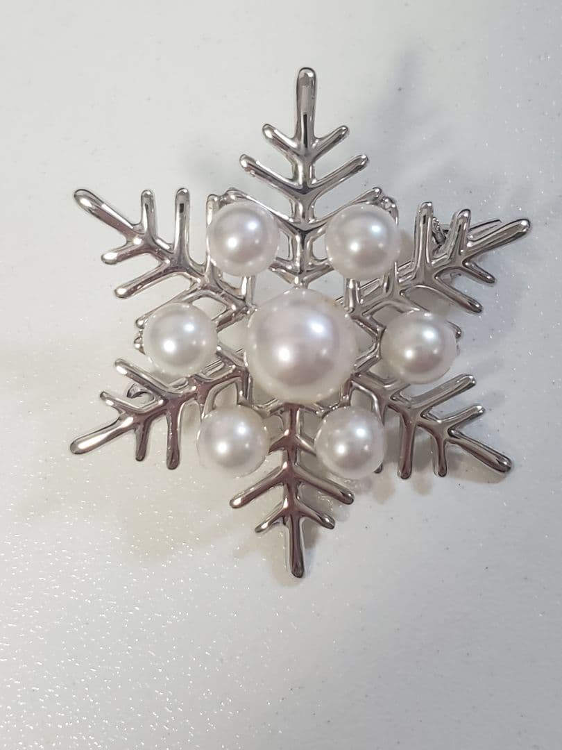 ミキモト　パール　ブローチ　雪の結晶　スノーフレーク