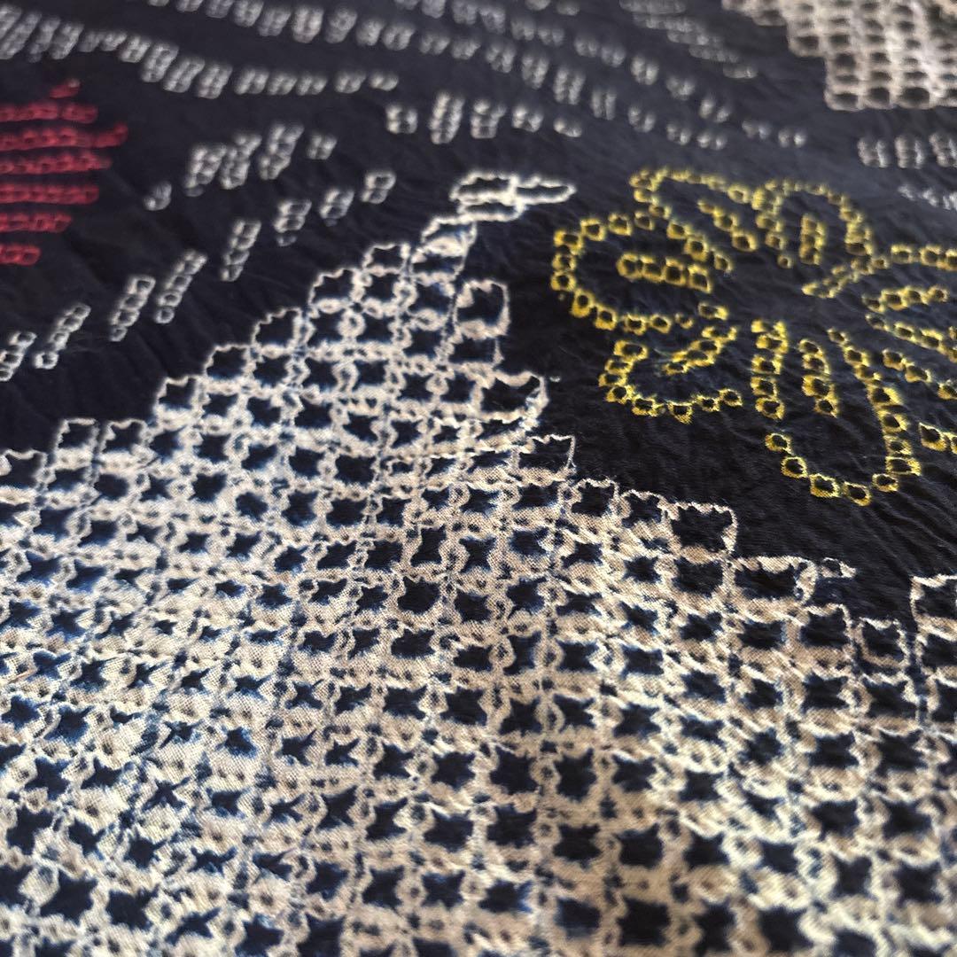 【SALE】有松鳴海絞り浴衣 美品 身丈159 手縫い 藍染 絞り 浴衣