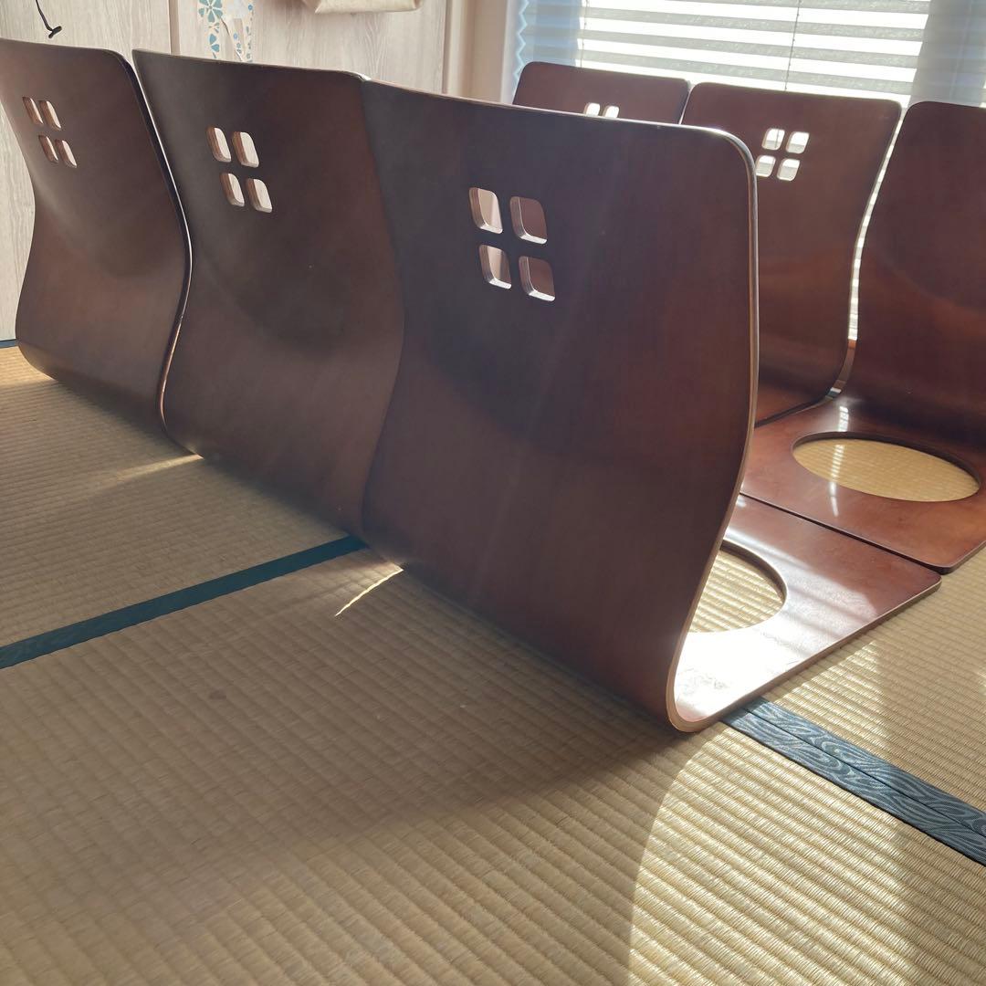 【6脚まとめ売り】 木製座椅子 曲げ座椅子 和座椅子 旅館座椅子　古民家