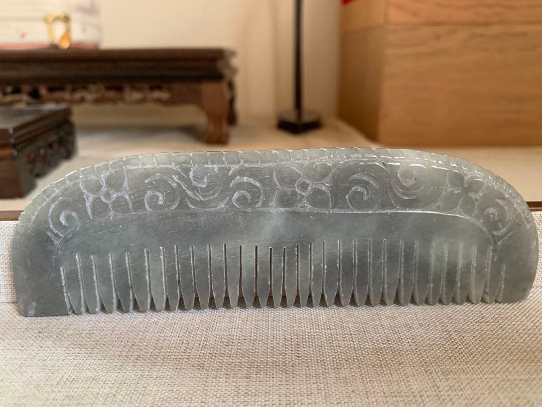 本翡翠 櫛 くし 本物保証 ミャンマー産