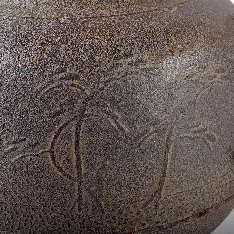 茶道具　人間国宝　釜師　高橋敬典作　浜松地文　真形釜　共箱　V　R8547B