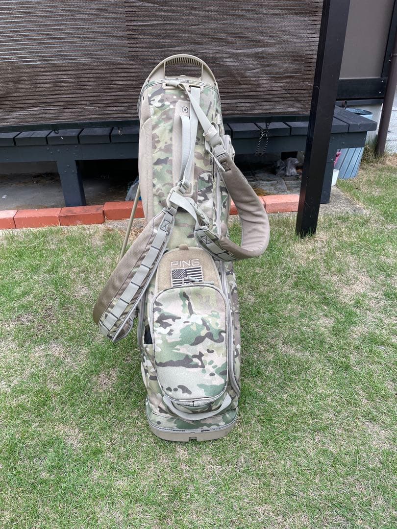 PING 迷彩キャディバッグ スタンド付き