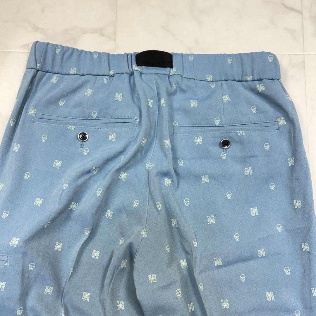 マーク&ロナ　ゴルフパンツ　スカル　ワッペン　ロゴ　ベルト48 青　ウエストゴム