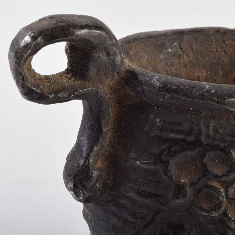 中国　古銅宣徳銅　山水文刻　三足香炉　V　R9217