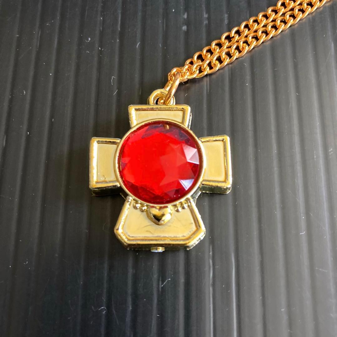 新品★90年代　レトロ★セボンスター　ネックレス★赤　宝石　金メッキ★過去