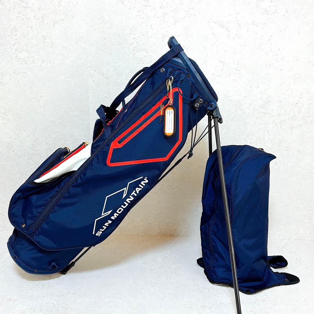 美品 サンマウンテン キャディバッグ 8.5型 軽量 スタンド式 ネイビー