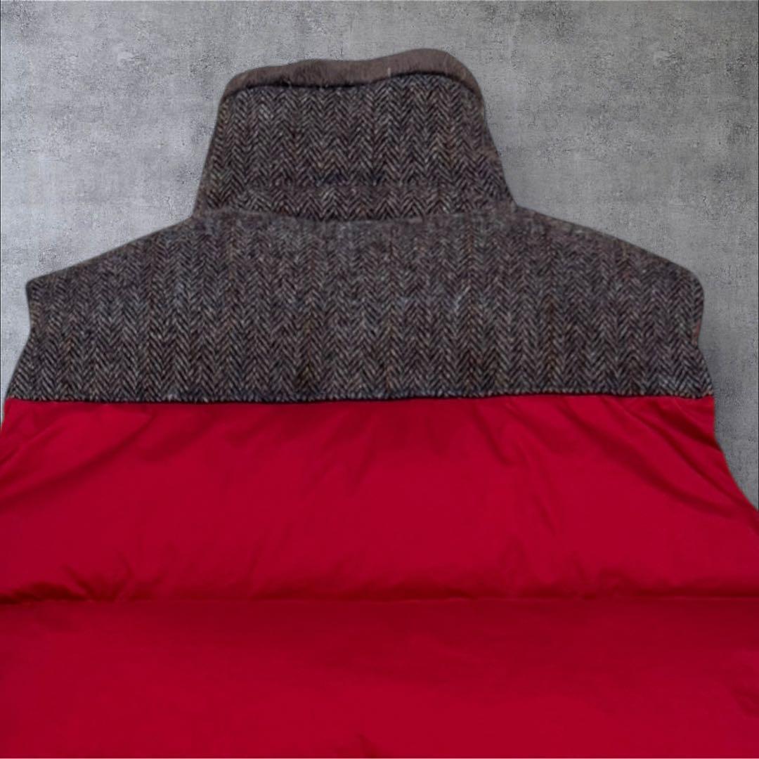 THE NORTH FACE ダウンベスト 赤 メンズXL ハリスツイード