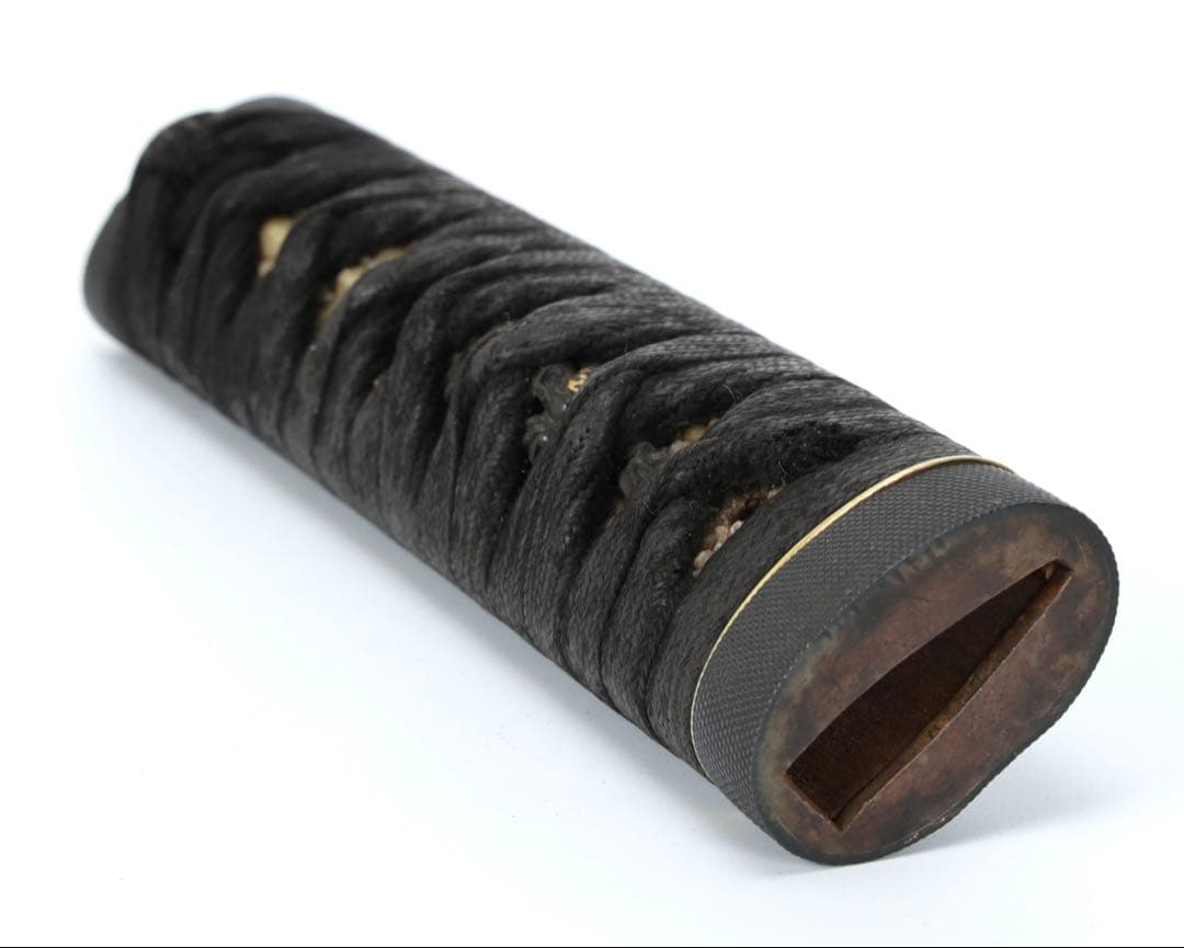 【時代物】日本刀 拵え一式 五種 鮫皮巻 黒呂塗 蜘蛛椿花図 刀装具 武士具