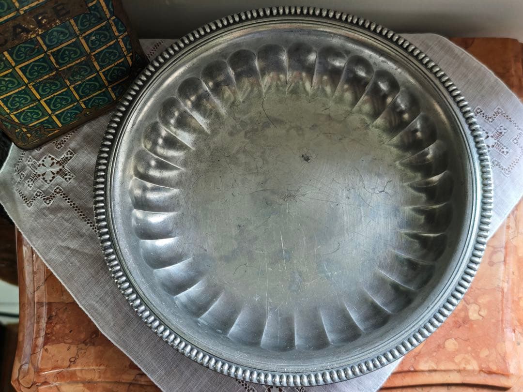 ピューター深皿　フランスヴィンテージ【直径24㎝】