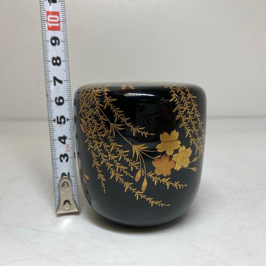 ☆2F 名工 吉田華正 蒔絵 なつめ 共箱 直径約6cm 東T8-0203