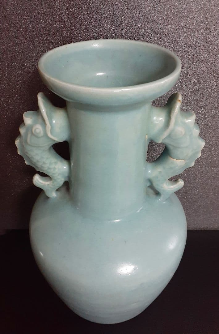 中国古美術　中国古陶磁器　古玩　鈞窯　汝窯　青天釉　双魚耳　大瓶　花入　オブジェ