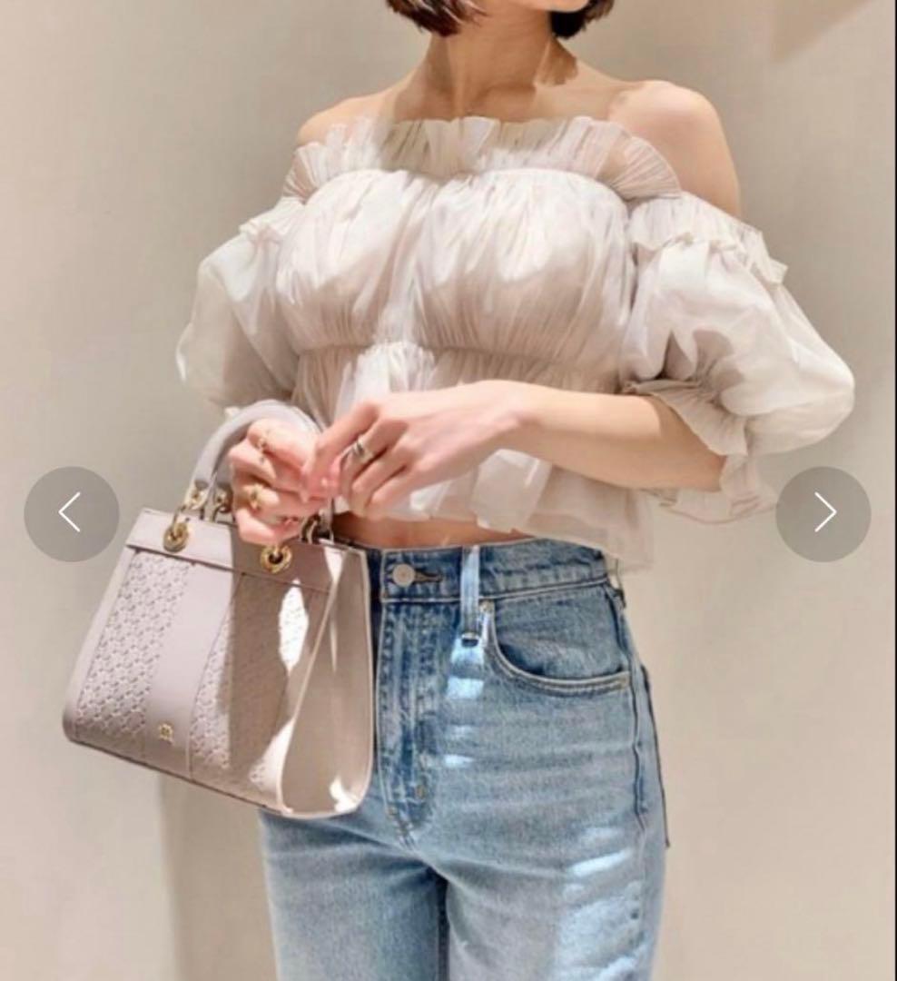 snidel ボリュームギャザーフリルオフショルブラウス　正規品