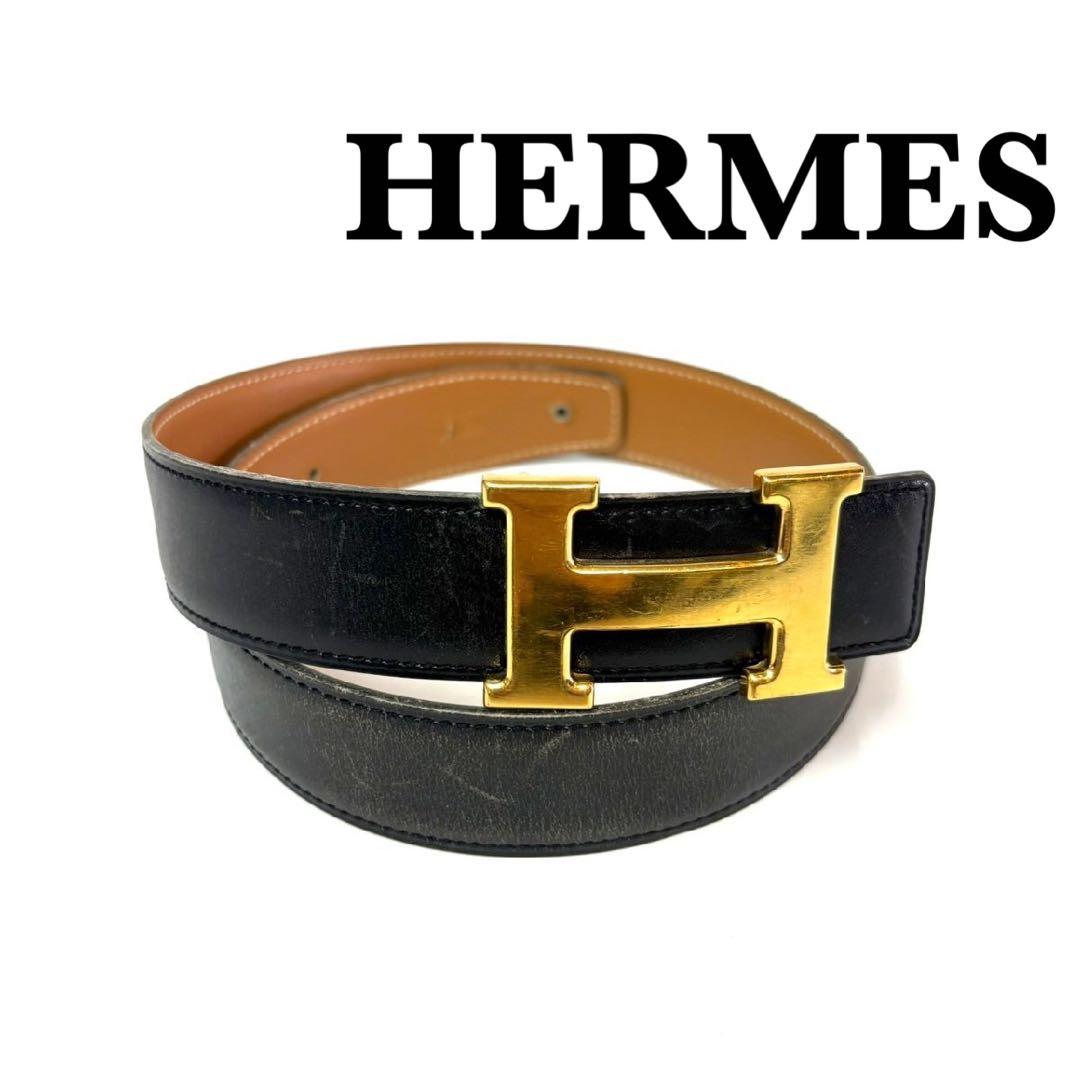 美品 エルメス Hバックル コンスタンス ベルト ゴールド レディース