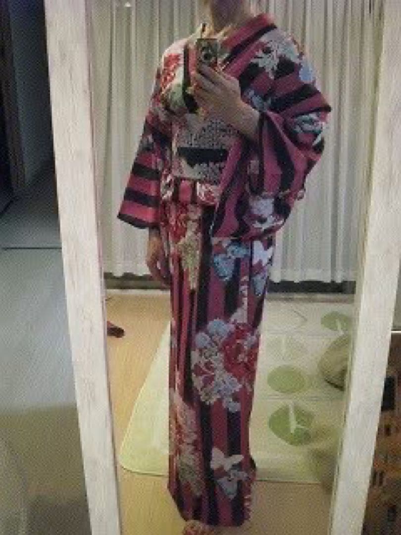 ロテュス　ブランド　セオαストライプ花柄蝶浴衣