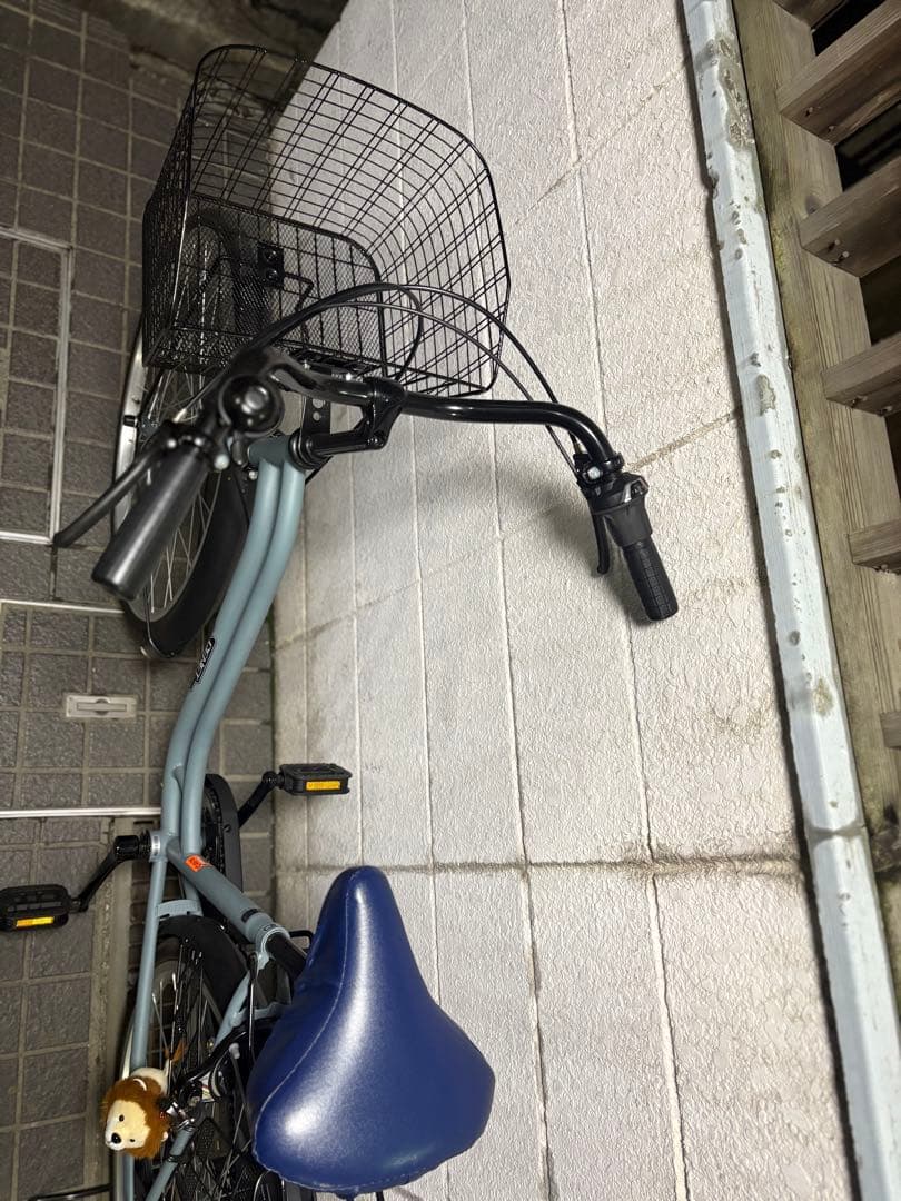 青色シティサイクル 前面バスケット付き