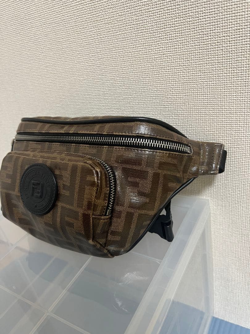 FENDI ズッカ柄 ウエストバッグ コーティングキャンバス レザー